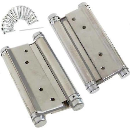 Dobbeltvirkende fjederhængsler 4 " 100 mm 1 par med skruer rustfrit stål dobbelte svingdørhængsler til indendørs og udendørs brug café køkkendør [DB]
