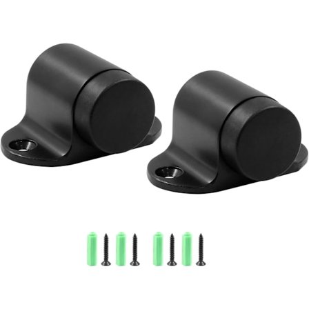 2-pack - 1,06 tum / 27 mm kraftig golvdörrstopp, golvmonterad dörrstopp med tyst gummistötfångare, rostfritt stål svart borstad finish