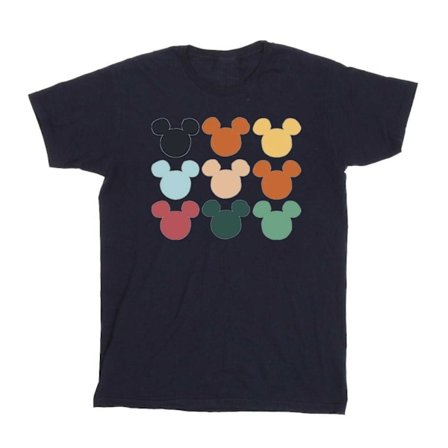 Disney Boys Mickey Mouse Heads Square T-Shirt 7-8 år Marinblå
