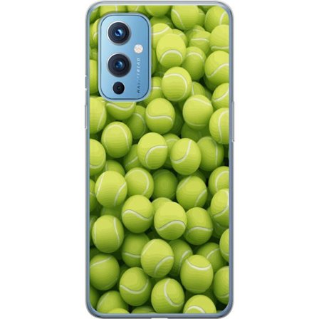 Kompatibel Mobilcover til OnePlus OnePlus 9 Mønster af grønne tennisbolde i høj detalje, sporty motiv med gentagende tekstur og stærke farver for