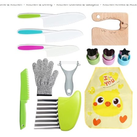 Barnekjøkkenkniver Kjøkkensett Kjøkkenutstyr for barn Flerfarget