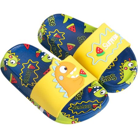 Dinosaurussandaler for barn, sklisikre sommerbadesko, dusj- og bassengtøfler for gutter og jenter, faktisk skostørrelse 17 cm