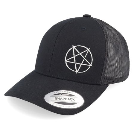 Iconic - Musta trucker Lippis - Pentagram Side Black Trucker @ Hatstore