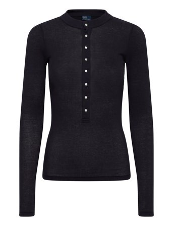 Polo Ralph Lauren Ribbed Cotton Henley Shirt - Black - XS