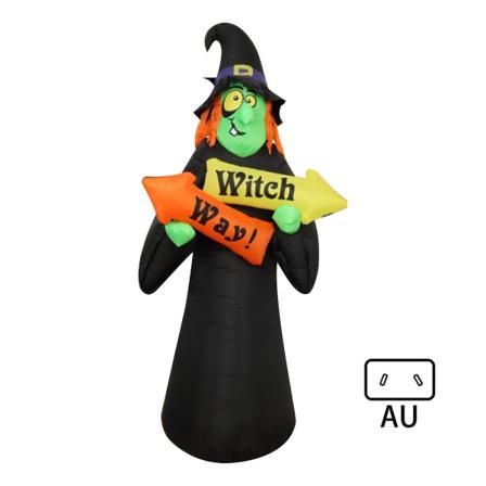 2,4 m korkea Halloween-ilmapallo, söpö haamu noitatie-kyltillä ja LED-valoilla, AU