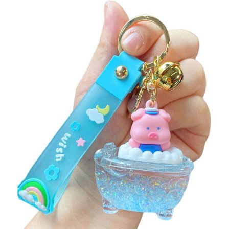 Nøkkelring, søt kreativt badekar design nøkkelring dekorasjon, karakter flyte