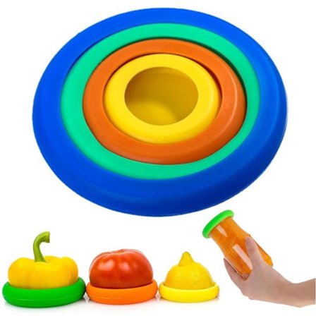 4x Silikonlokk - Gjenbrukbart silikonlokk for å holde maten fersk - Sprutbeskyttelse - Elastisk silikonlokk - Strekkbart lokk for å holde maten fersk 