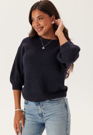 BUBBLEROOM Short Sleeve Knitted Sweater Navy L