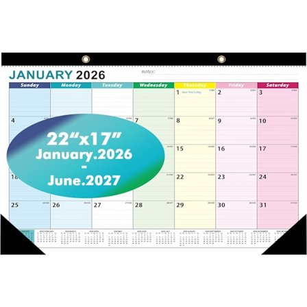 Skrivbordskalender 2026, väggkalender för juni 2026-2027, lämplig för hem- och kontorsbruk, 56 cm x 43 cm.