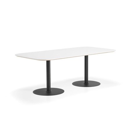 Table METRIC, rounded corners, 2000x1000x720 mm, black/white