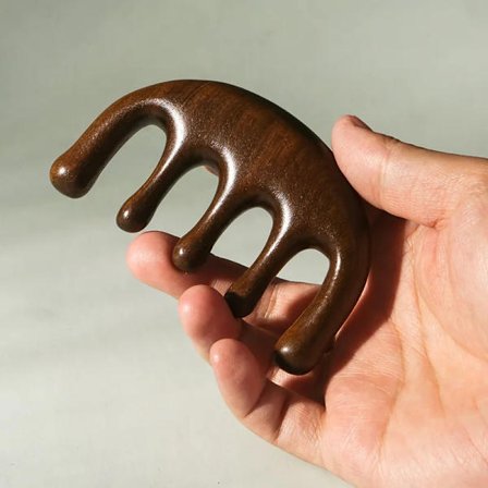 Träterapi Massage Kam Huvud Ansikte Hårbotten Gua Sha Massager Naturligt Sandelträ Bred Tand Guasha Skrapning Kroppsmassage~02430