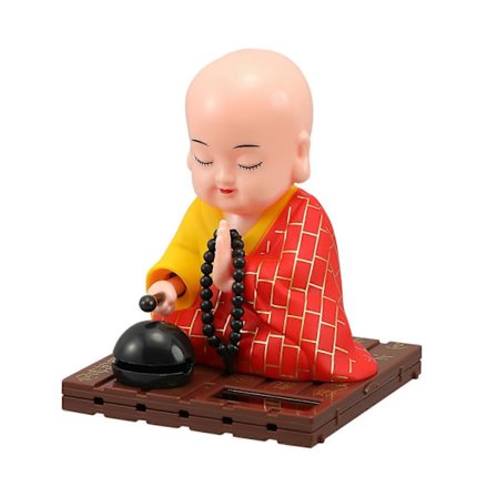 1 stk. Solcelledrevet Bobblehead Munk Figur Buddha Munk Statue Hjemmebil Instrumentbræt Dekoration