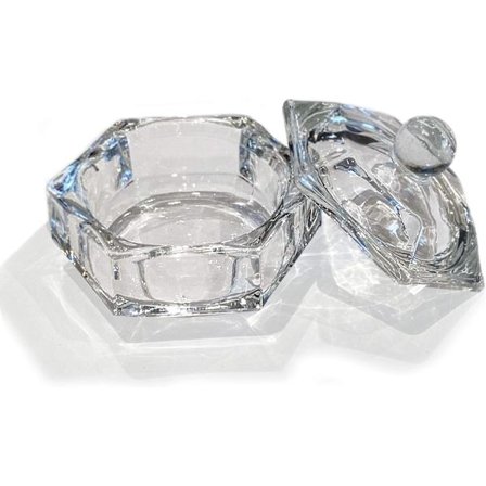 Professionell Akrylvätska Monomer Liten Dappen Skål + Lock Glas Kristall Skål Nagelkonst Pulver Kopp