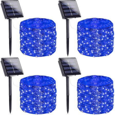Solcelle-lyskæde 4-pak 800 LED, kobbertråd, udendørs dekorationslys til jul & fest_TF_TF