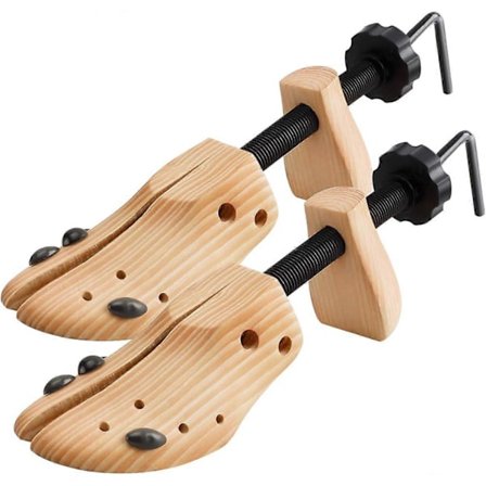 1 par skostrækkere i træ, justerbar stor størrelse til mænd og kvinder, træformningssæt af 2 strækker længde & bredde