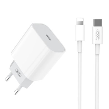 25W 1x USB-C vit + Lightning - USB-C-2m kabel