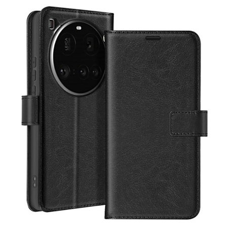 Etui til Xiaomi 15 Ultra - Klapportemonnaie - Øko-læder Sort - Video Støtte - Vintage