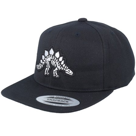 Kiddo Cap - Kids Stegosaurus Skeleton Patch Black Snapback Snapback Black Cap - @ Hatstore
