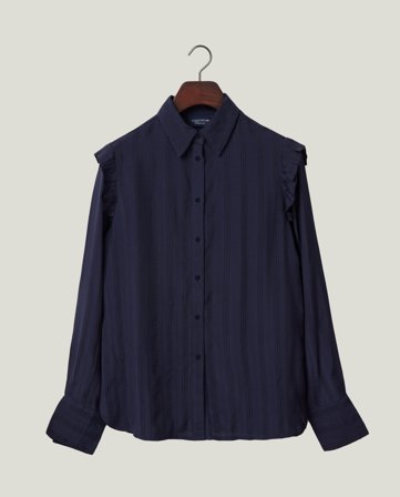 Lexington Jacquard-Bluse mit Rüschen