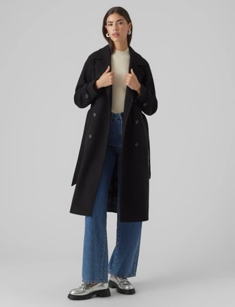 Vero Moda Vmfortunevega Long Trenchcoat Ga Noos - Black - L