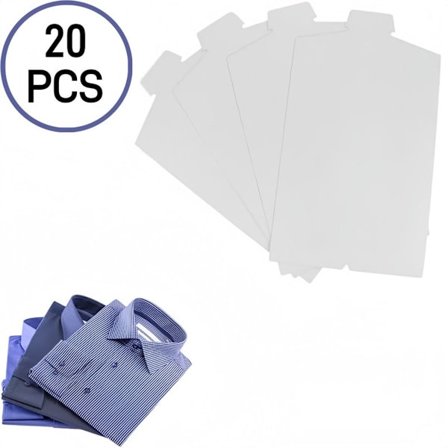 20-pak skjorteindsatser skjorteforinger tøjorganiseringsskjortefoldebrætter rynkebestandige til pakning og organisering hvide egnede
