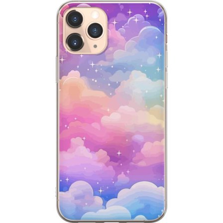 Kompatibelt Mobildeksel til Apple iPhone 11 Pro Søt enhjørning med regnbuefarget hår mot en stjernebelagt pastellbakgrunn i kawaii-stil