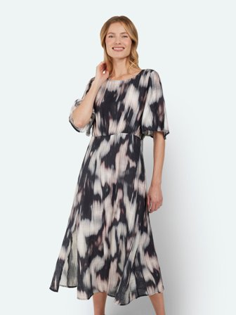 B. COPENHAGEN - Kjole - Rosa/Sort - Mønstret - plisseret