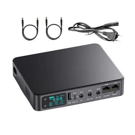 Kannettava UPS-energiavarmistus 5V 9V 12V säädettävä keskeytymätön virtalähde 2kpl 5.5x2.1mm modeemi-WiFi-reitittimille