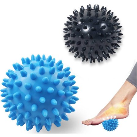 Massagebolde 3-pak til triggerpunktsmassage med beroligende punkter og 7,5 cm størrelse i blå/sort farve, der passer til ben, skulder, hofte og fod