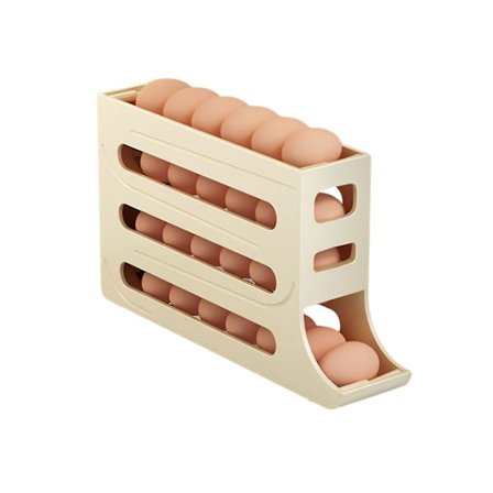 Automatisk rullande äggförvaring, 3-lagers förvaringsställ för kylskåp