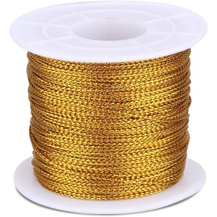 100M Kulta Lankaa, Kulta Langasta Kierrettyjä Solmia Keloilla, Kulta Metallilankaa Korujen Naruksi, DIY-Töihin ja Pakkauslankaan