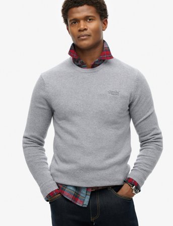Superdry Essential Slim Fit Crew Jumper - Grey - S