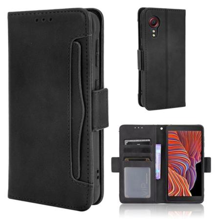 Modern-styled Læder Pung Etui til Samsung Galaxy Xcover 5 - Sort Black