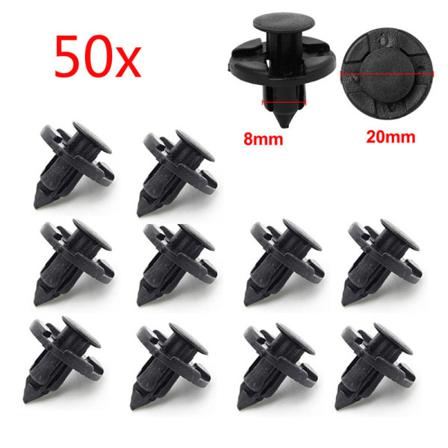 50st/ Set 8mm Hål Plastnitar Fästelement Push Clips Svart