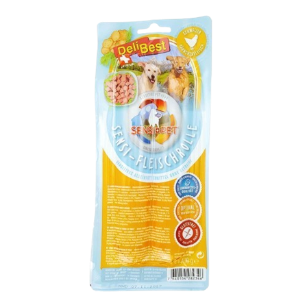 DELIBEST - Pølse Sensitiv Kylling 2x400g - Hund - Hundegodbiter & tyggebein - Belønningsgodbiter for hund - ZOO.no