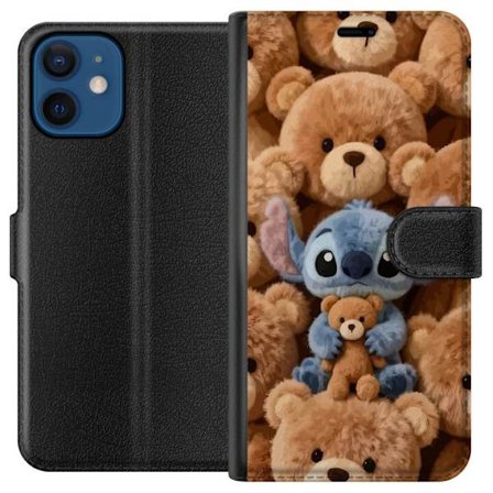 Kompatibelt Lommeboketui til Apple iPhone 12 Stitch omgitt av brune teddybjørner med en liten teddybjørn i fanget i en søt og koselig kawaii-design
