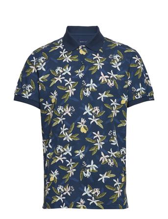 D2. Lemon Flower Print Ss Pique Blue GANT
