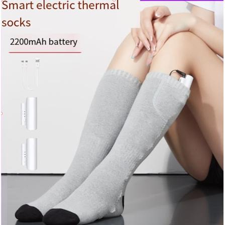 3,7v Uppvärmda strumpor Fotvärmare Elvärme Tvättbart batteri För vinterskidåkning Fotvandring Fiske Ridning Grey