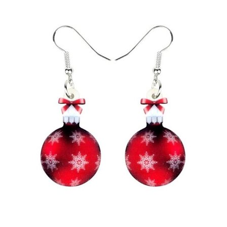 Earrings - Christmas tree ball - Acrylic