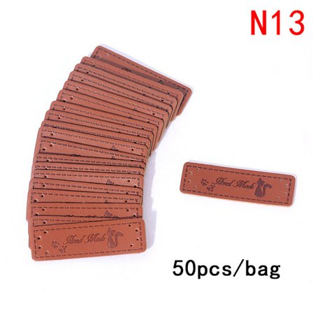 50 stk Brun laget med hjerte PU-skinn Håndlagde etikettetiketter DIY