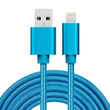 SiGN USB kabel Lightning kontakt för iPhone & iPad Blå/Nylon, 3m