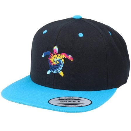 Iconic - Sort snapback Kasket - Summer Sea Turtle Black/Teal Snapback @ Hatstore