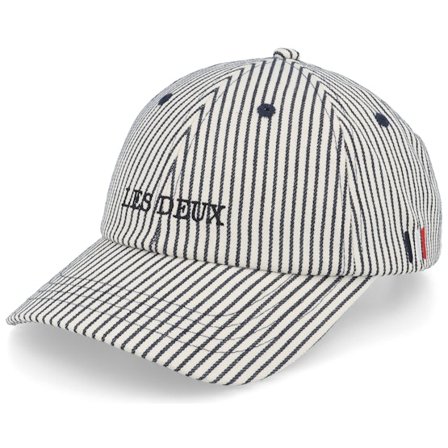 Les Deux - Bianco unconstructed Cappellino - Diego Stripe 2.0 Off White/Dark Navy Dad Cap @ Hatstore