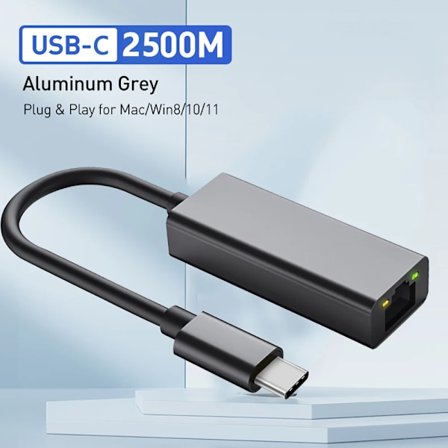 2500 Mbps USB C till Ethernet-adapter USB Lan RJ45 Nätverkskort för bärbar dator Xiaomi Mi Box S Nintendo Switch PC Aluminium Gigabit
