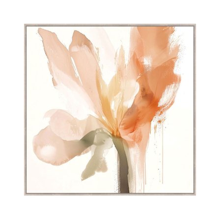 Botanisk lærredsmaleri med ramme, 80x80 cm