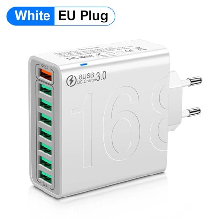 Total 150W 8 Portars USB-laddare Snabbladdning Telefonladdare Adapter För iPhone Samsung Xiaomi 14 15 Quick Charge 3.0 Väggladdare