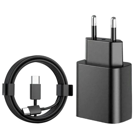 45W Snabbladdare för Samsung USB-C + 2M USB C Kabel Svart