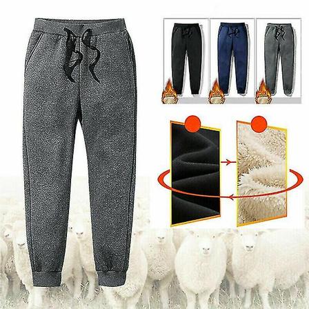 Herr Tjocka Fleece Termiska Byxor Utomhus Vinter Varma Casual Byxor Joggers grey 4XL