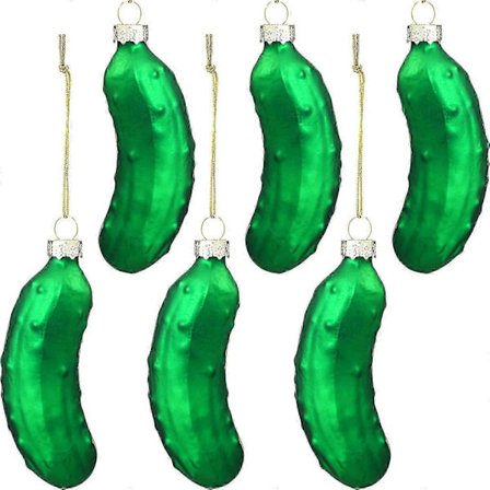 6 Stykker Juleagurk Pynt Søde Agurk Blæst Glas Julepynt til Juletræet