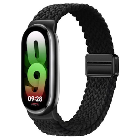 Armband för Xiaomi Mi Band 10/9/8, vävd nylonrem (Svart)